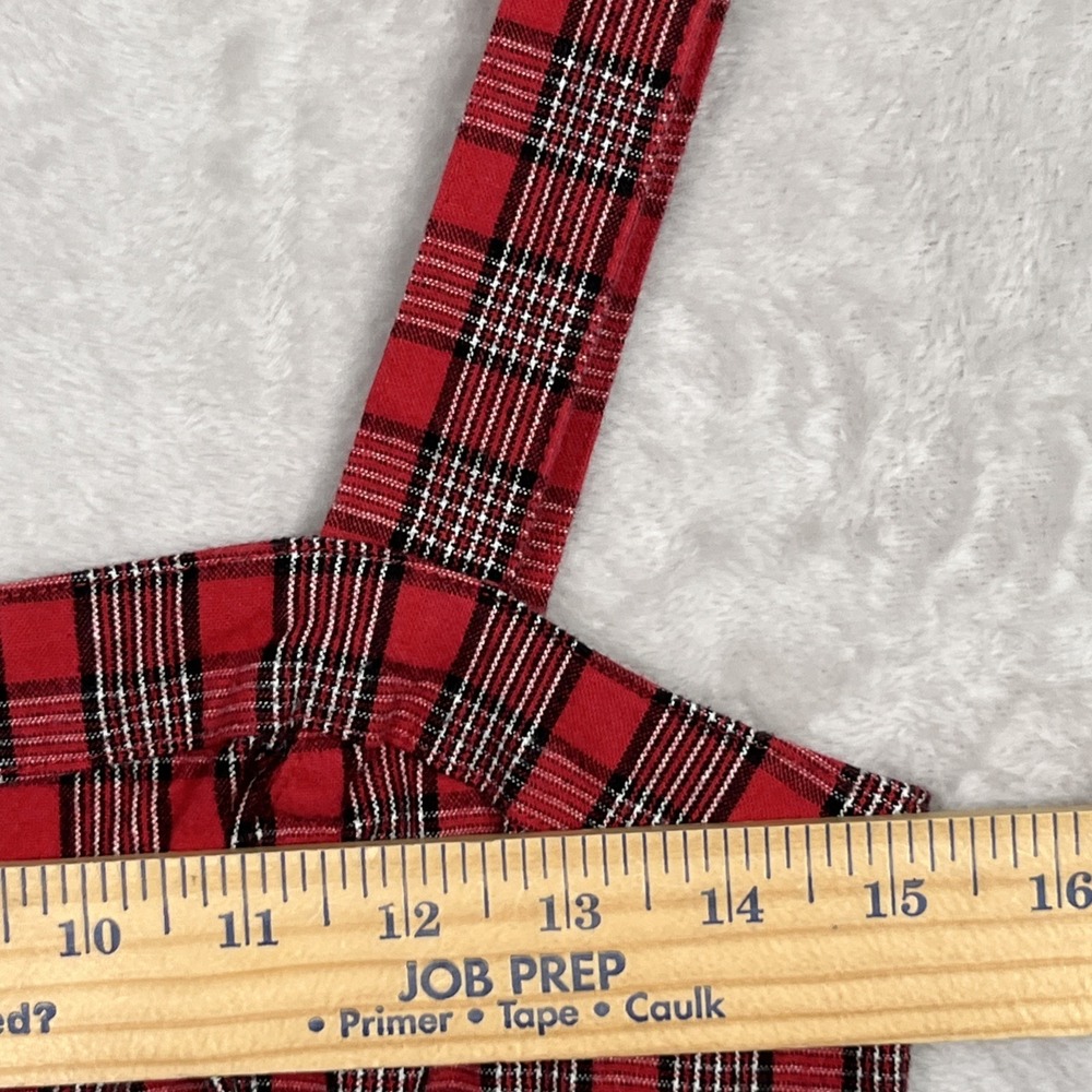 Hollister Red Overall Dress Plaid Jumper Sleeveless Women's Small Grunge Skater - Picture 6 of 12